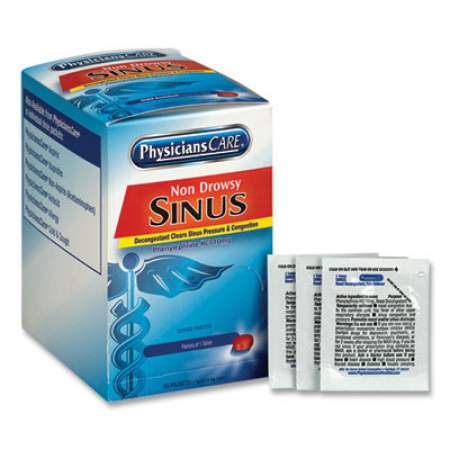 PhysiciansCare Sinus Decongestant Congestion Medication, 10mg, One Tablet/Pack, 50 Packs/Box (90087)