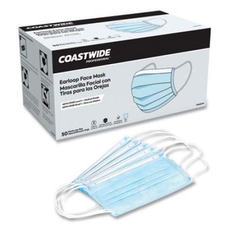 Coastwide Professional Disposable Surgical Face Mask, Blue, 50/Box (ASTM1)
