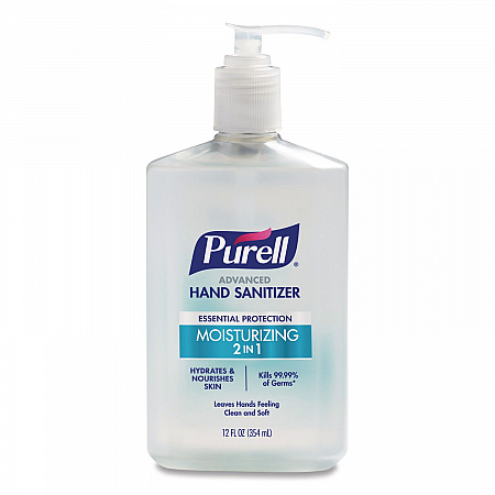 2 in 1 Moisturizing Advanced Hand Sanitizer Gel, 12 oz Pump Bottle, Clean Scent (369812)