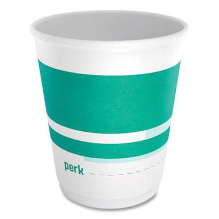 Perk Insulated Paper Hot Cups, 10 oz, White/Teal, 40/Pack (59482)