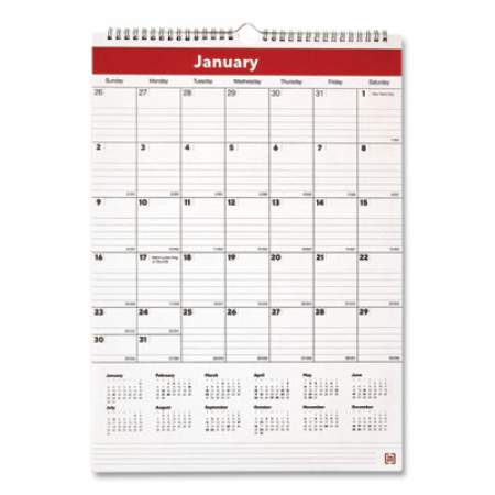 TRU RED Wall Calendar, Vertical Orientation, 12 x 17, White/Red Sheets, 12-Month (Jan to Dec): 2022 (5391322)