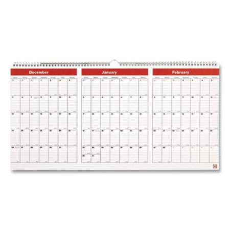TRU RED Quarterly Wall Calendar, Horizontal Orientation, 12 x 23, White/Red/Black Sheets, 14-Month (Dec to Jan): 2021 to 2023 (5392122)
