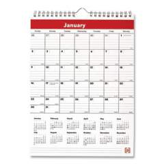 TRU RED Wall Calendar, Vertical Orientation, 8 x 11, White/Red/Black Sheets, 12-Month (Jan to Dec): 2022 (5392222)