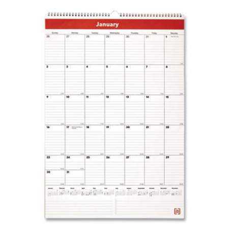 TRU RED Wall Calendar, Vertical Orientation, 15 x 22, White/Red/Black Sheets, 12-Month (Jan to Dec): 2022 (5392522)