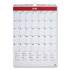 TRU RED Laminated Erasable Wall Calendar, 12 x 17, Stone/Red/Black Sheets, 12-Month (July to June): 2021 to 2022 (5427621)