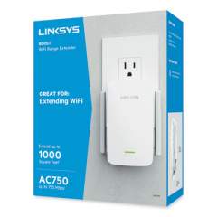 LINKSYS AC750 BOOST Wi-Fi Extender, 1 Port, Dual-Band 2.4 GHz/5 GHz (RE6300)