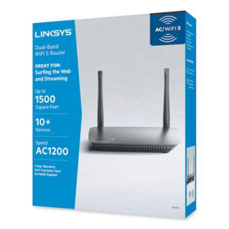 LINKSYS AC1200 Dual-Band Wi-Fi Router, 5 Ports, Dual-Band 2.4 GHz/5 GHz (E5400)