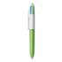 BIC 4-Color Multi-Color Ballpoint Pen, Retractable, Medium 1 mm, Lime/Pink/Purple/Turquoise Ink, Lime Green Barrel, 2/Pack (AMP21)