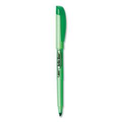 BIC Brite Liner Highlighter, Fluorescent Green Ink, Chisel Tip, Green/Black Barrel, Dozen (BL11GN)