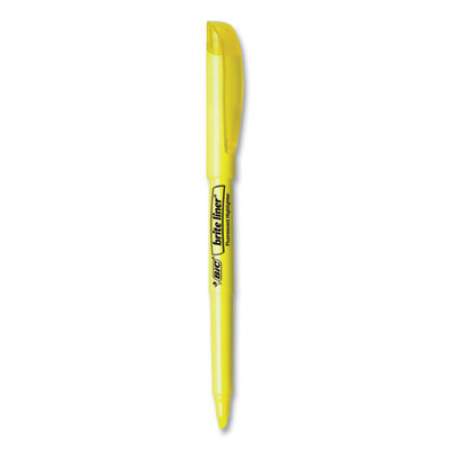 BIC Brite Liner Highlighter, Fluorescent Yellow Ink, Chisel Tip, Yellow/Black Barrel, Dozen (BL11YW)