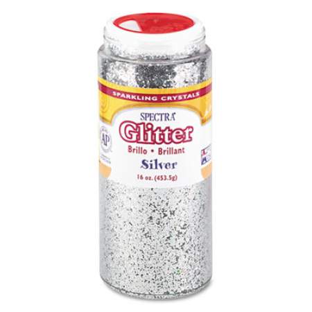 Pacon Spectra Glitter, 0.04 Hexagon Crystals, Silver, 16 oz Shaker-Top Jar (91710)