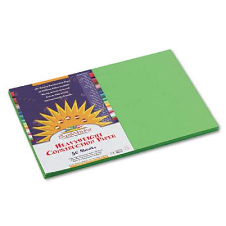 SunWorks Construction Paper, 58lb, 12 x 18, Bright Green, 50/Pack (9607)