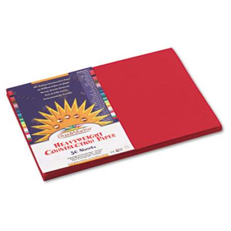 SunWorks Construction Paper, 58lb, 12 x 18, Holiday Red, 50/Pack (9907)