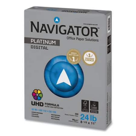 Navigator Platinum Paper, 99 Bright, 24 lb, 8.5 x 11, White, 500 Sheets/Ream, 5 Reams/Carton (NPL11245R)