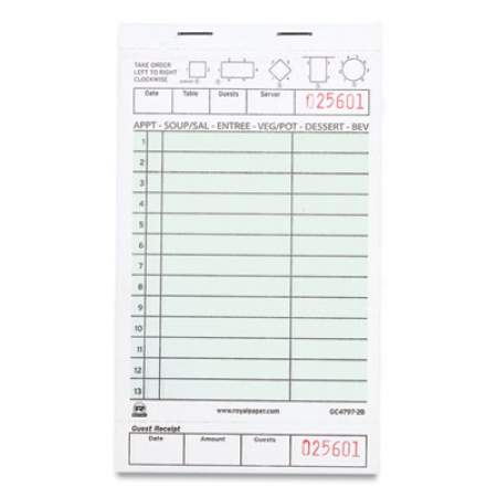 AmerCareRoyal Guest Check Book, Two-Part Carbonless, 4.2 x 7.75, 1/Page, 500 Forms/Book, 4 Books/Carton (GC47972B)