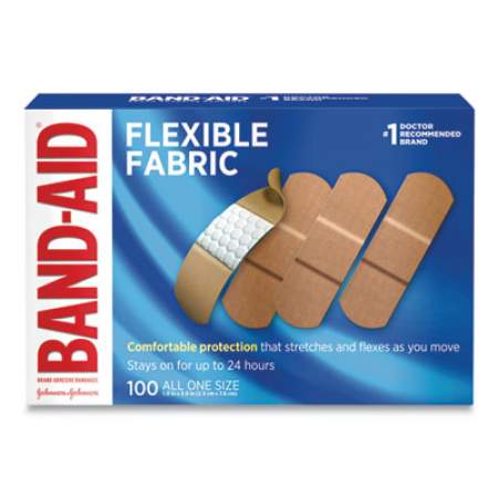 BAND-AID Flexible Fabric Adhesive Bandages, 1 x 3, 100/Box (4444)