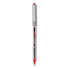 uni-ball VISION Roller Ball Pen, Stick, Fine 0.7 mm, Red Ink, Gray/Red Barrel, Dozen (60139)