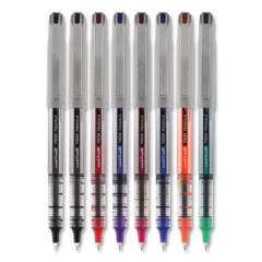 uni-ball VISION Needle Roller Ball Pen, Stick, Fine 0.7 mm, Assorted Ink Colors, Silver Barrel, 8/Pack (1734916)