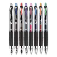 uni-ball Signo 207 Gel Pen, Retractable, Medium 0.7 mm, Assorted Ink Colors, Black Barrel, 8/Pack (40110)