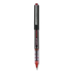uni-ball VISION Roller Ball Pen, Stick, Micro 0.5 mm, Red Ink, Gray/Red Barrel, Dozen (60117)