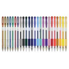 uni-ball Gel Pen, Stick, Assorted Sizes, Assorted Ink Colors, Clear Barrel, 24/Pack (2004056)