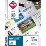 MACO Unruled Microperforated Laser/Inkjet Post Cards, 4 x 6, White, 100 Cards, 2 Cards/Sheet, 50 Sheets/Box (ML8575)