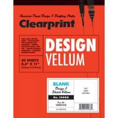 Clearprint Design Vellum Paper, 16lb, 8.5 x 11, Translucent White, 50/Pad (10001410)