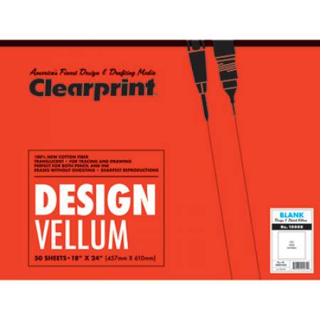 Clearprint Design Vellum Paper, 16lb, 18 x 24, Translucent White, 50/Pad (10001422)