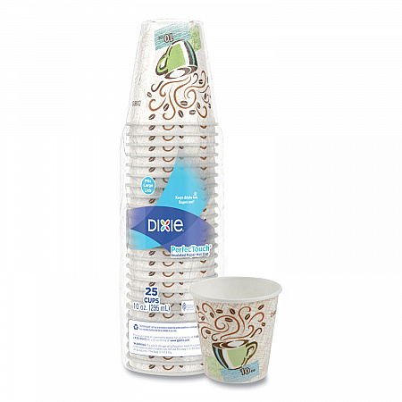 PerfecTouch Paper Hot Cups, 10 oz, Coffee Haze Design, 25/Pack (5310DXPK)