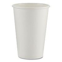 Paper Hot Cups, 16 oz, White, 50/Sleeve, 20 Sleeves/Carton (2346W)