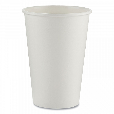 Paper Hot Cups, 16 oz, White, 50/Sleeve, 20 Sleeves/Carton (2346W)