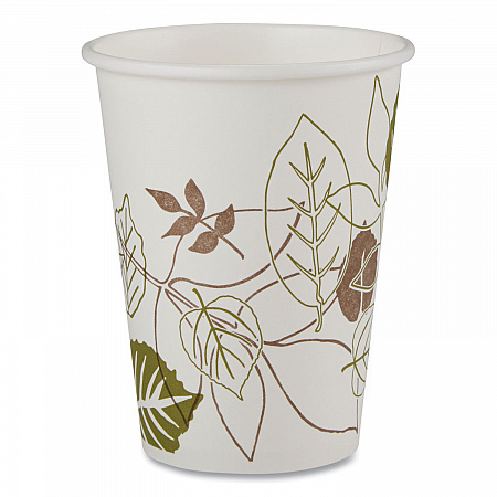 Pathways Paper Hot Cups, WiseSize, 12 oz, White/Brown, 25/Bag, 20 Bags/Carton (2342WS)