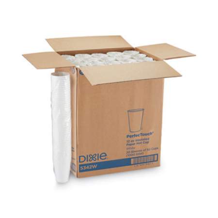 Dixie PerfecTouch Hot/Cold Cups, 12 oz, White, 50/Bag, 20 Bags/Carton (5342W)