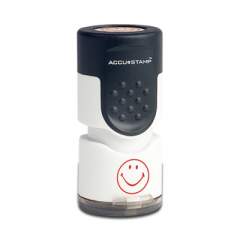 ACCUSTAMP Pre-Inked Round Stamp, Smiley, 5/8" dia., Red (030725)