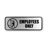 COSCO Brushed Metal Office Sign, Employees Only, 9 x 3, Silver (098206)