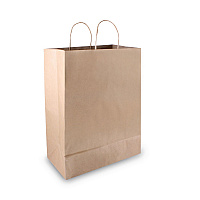 Premium Shopping Bag, Rope Handles, 12" x 6.5" x 17", Kraft, 50/Box (091566)