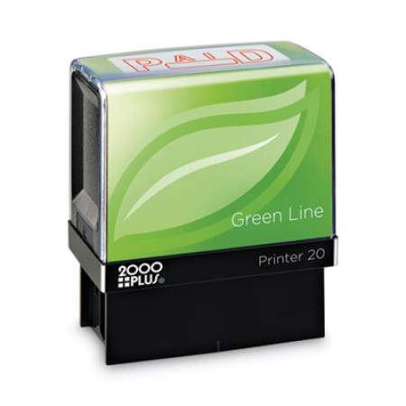 COSCO 2000PLUS Green Line Message Stamp, Paid, 1 1/2 x 9/16, Red (098370)