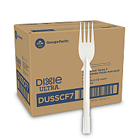 SmartStock Tri-Tower Dispensing System Cutlery, Heavyweight Fork, Plastic, Natural, 40/Pack, 24 Packs/Carton (DUSSCF7)