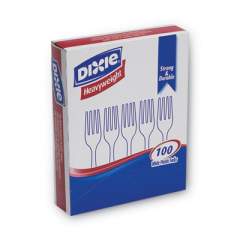 Dixie Plastic Cutlery, Heavyweight Forks, White, 100/Box (FH207)