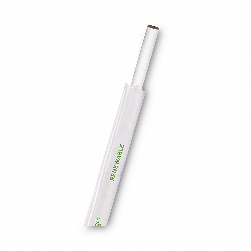Jumbo Wrapped Paper Straw, 7.75", 6 mm Diameter, White, 3,000/Carton (EPSTP76WHT)