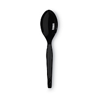 Plastic Cutlery, Heavy Mediumweight Spoon, Black, 1,000/Carton (TM517)