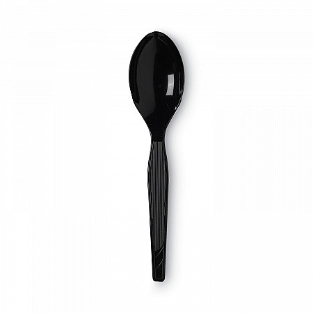 Plastic Cutlery, Heavy Mediumweight Spoon, Black, 1,000/Carton (TM517)