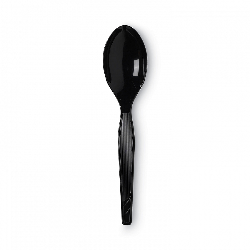 Plastic Cutlery, Heavy Mediumweight Spoon, Black, 1,000/Carton (TM517)