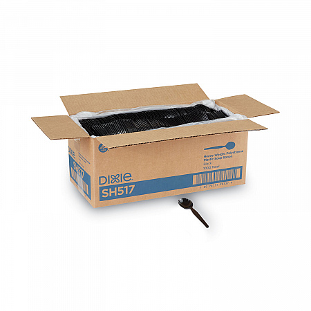 Plastic Cutlery, Heavyweight Soup Spoon, Black, 1,000/Carton (SH517)