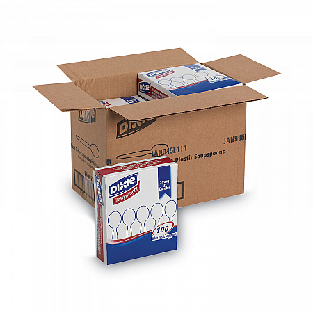 Plastic Cutlery, Heavyweight Soup Spoon, White, 100/Box, 10 Boxes/Carton (SH207CT)