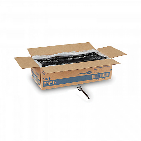 Plastic Cutlery, Heavy Mediumweight Forks, Black, 1,000/Carton (FM517)