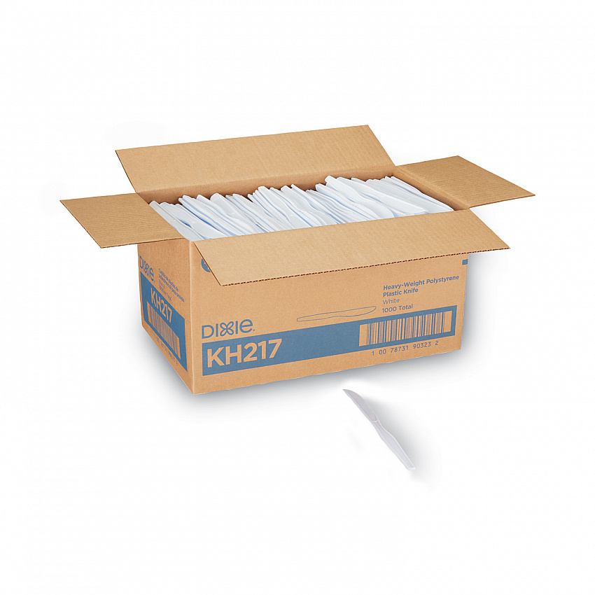 Plastic Cutlery, Heavyweight Knife, 7.5", White, 1,000/Carton (KH217)