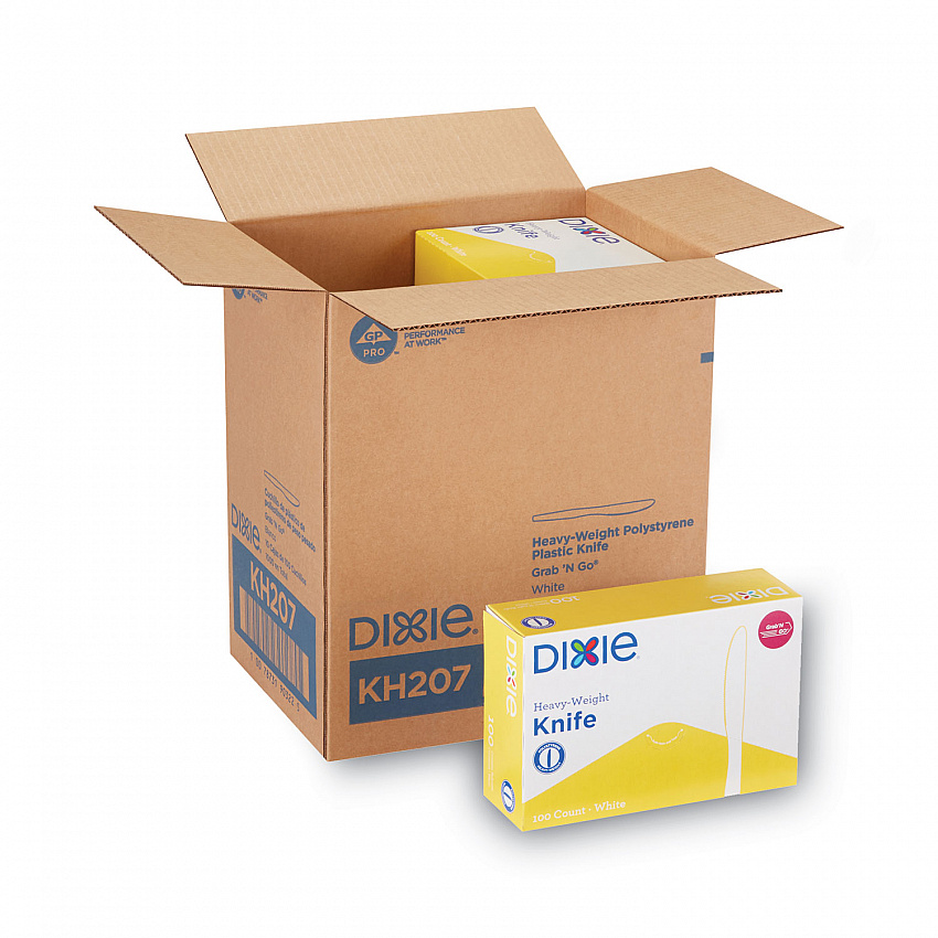 Plastic Cutlery, Heavyweight Knife, White, 1,000/Carton (KH207CT)