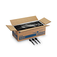 Plastic Cutlery, Heavyweight Spoon, Black, 1,000/Carton (TH517)