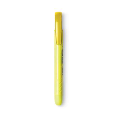 BIC Brite Liner Retractable Highlighter, Fluorescent Yellow Ink, Chisel Tip, Yellow/Black Barrel, Dozen (BLR11YW)